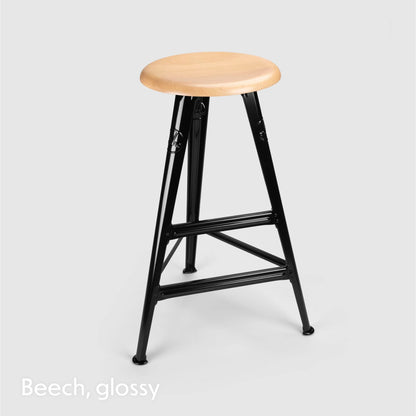Tabouret haut Rowac Schemel 75 cm noir brillant assise hêtre — vue alternative — Antifer