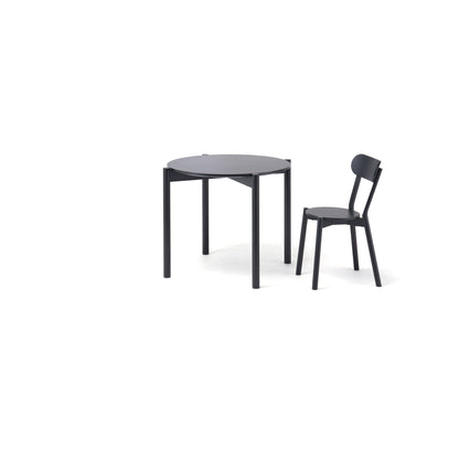 Table ronde Castor 110 noire avec une chaise Castor, BIG-GAME — vue studio n°10 | Antifer