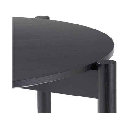 Table ronde Castor 110 — détail du plateau noir et de la jonction au pied cylindrique | Antifer