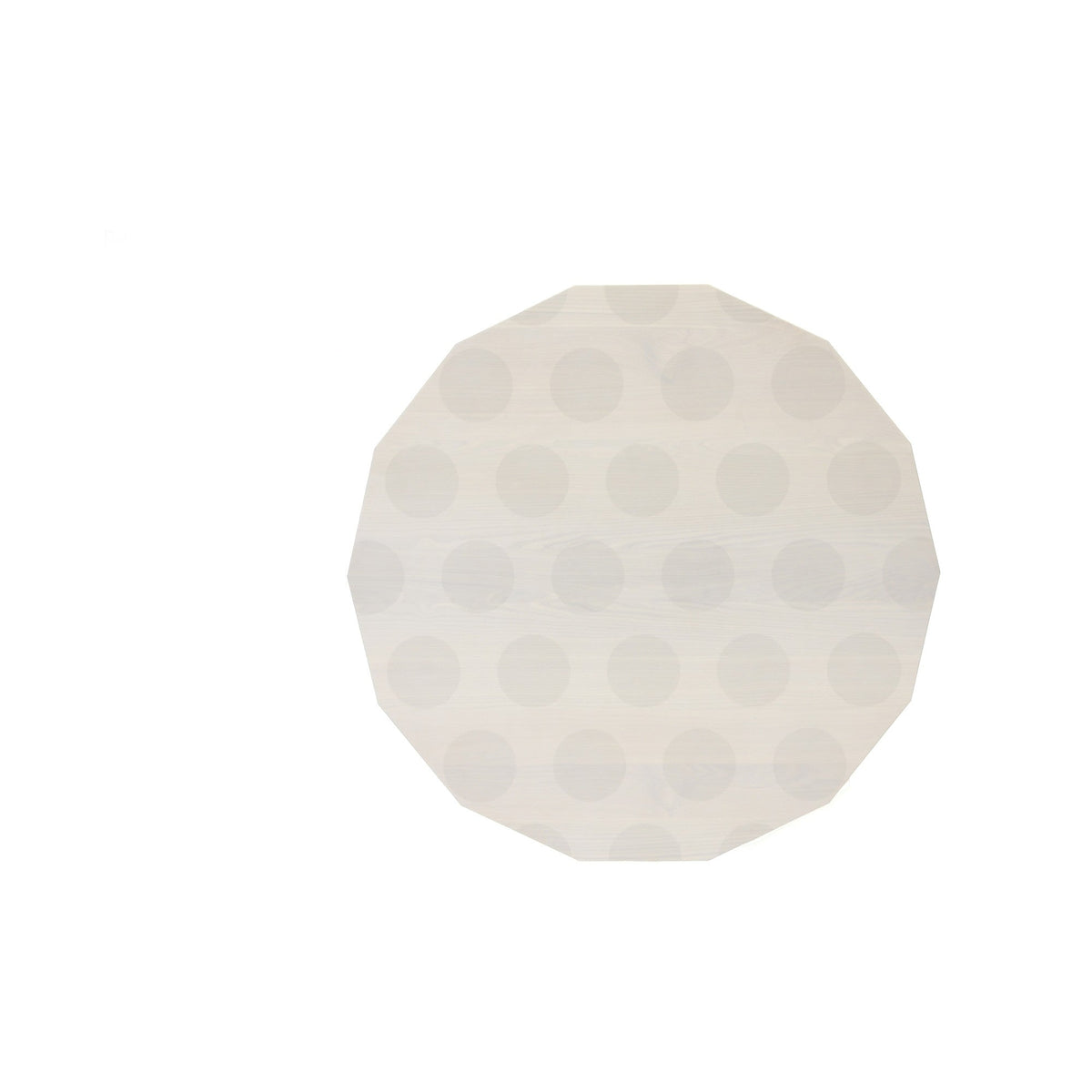 Table Colour Wood ø120 — plateau vu de dessus, trame de pastilles claires sur châtaignier | Antifer