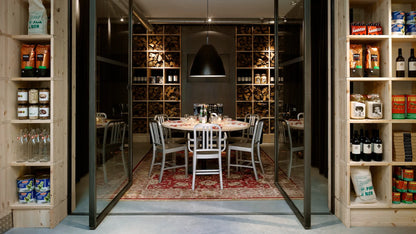 Emeco 1006 Navy at the Mazzo restaurant, Amsterdam — brushed aluminium in situ | Antifer