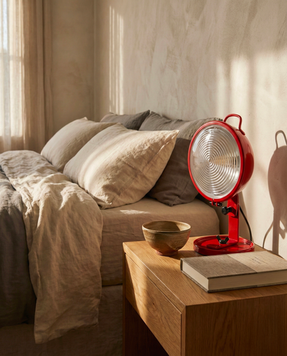 Lampe Jeep vue latérale — aluminium rouge — design Leonardi & Stagi | Antifer