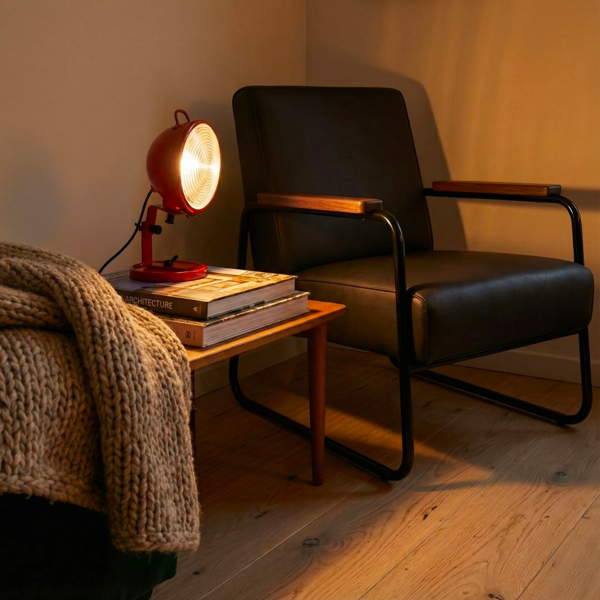 Lampe Jeep détail intérieur — aluminium rouge — design Leonardi & Stagi | Antifer