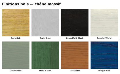 Nuancier des huit finitions bois de Karimoku New Standard — Antifer