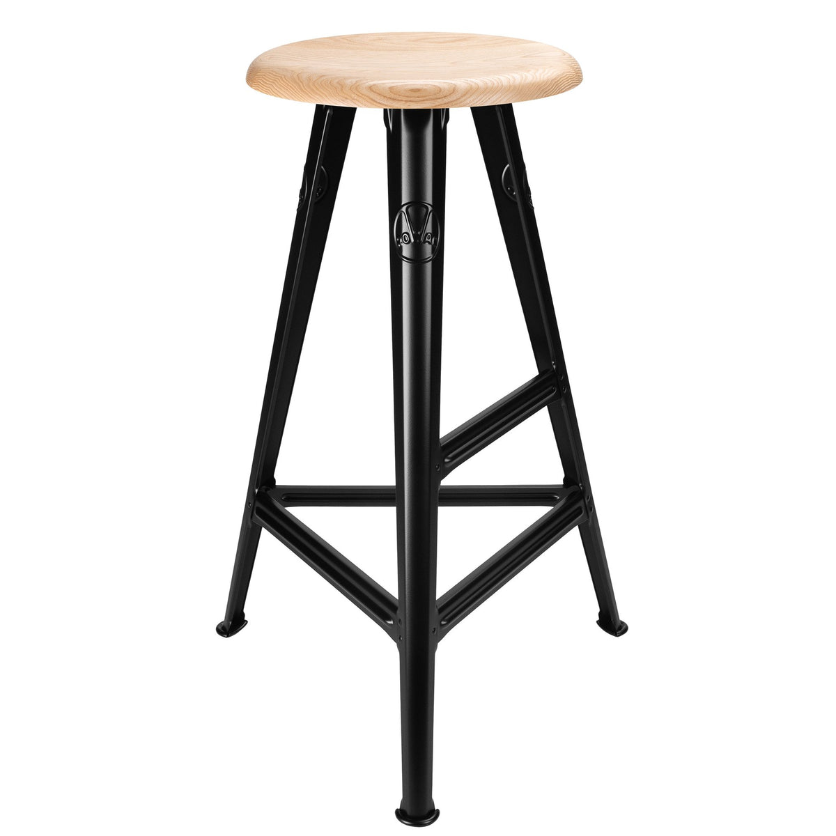 Tabouret haut Rowac Schemel 75 cm — vue de profil — acier riveté — Antifer