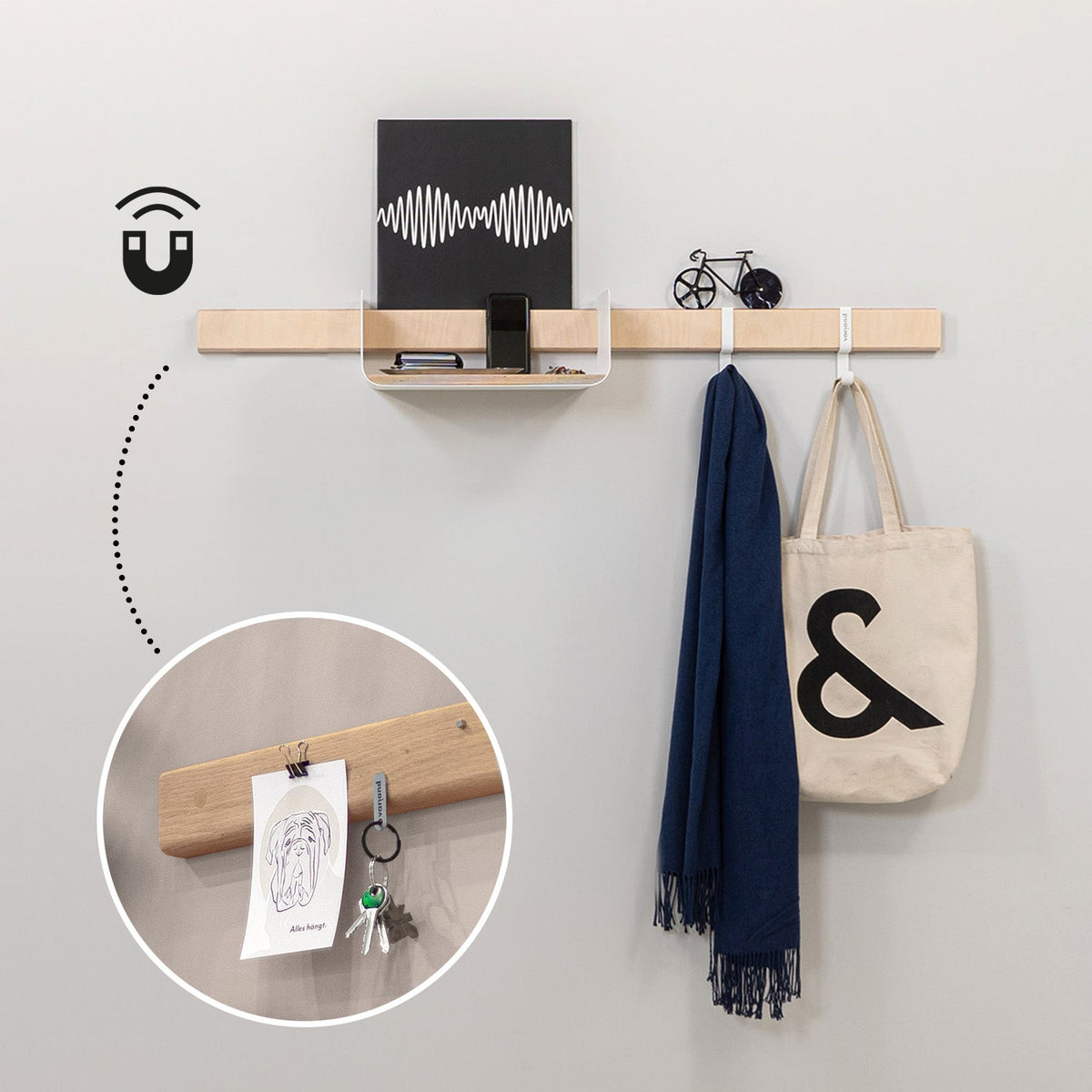 Vestiaire mural modulaire Variand E09 bouleau — rangement entrée | Antifer