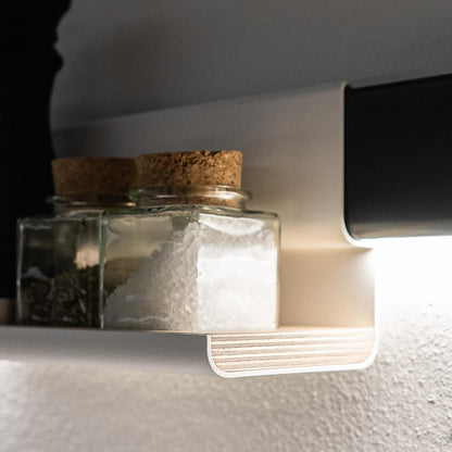 Variand I02 wall shelf, small, in situ — birch, close-up view — design Variand | Antifer