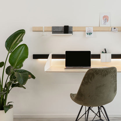 Variand I02 wall shelf, large, in situ — birch in an interior — design Variand | Antifer