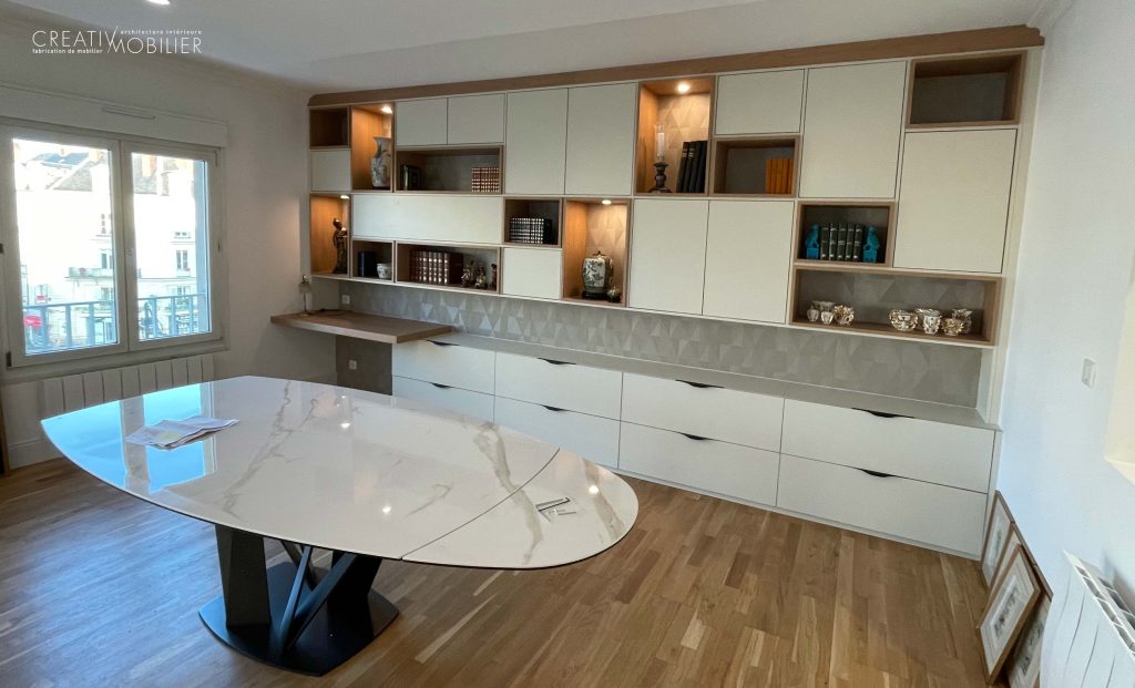 Aménagement d&rsquo;un salon séjour et ses meubles sur-mesure